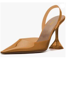 YDN Orange Transparent Pumps Slingback Slip On Wineglass Slim High Heels Shoes